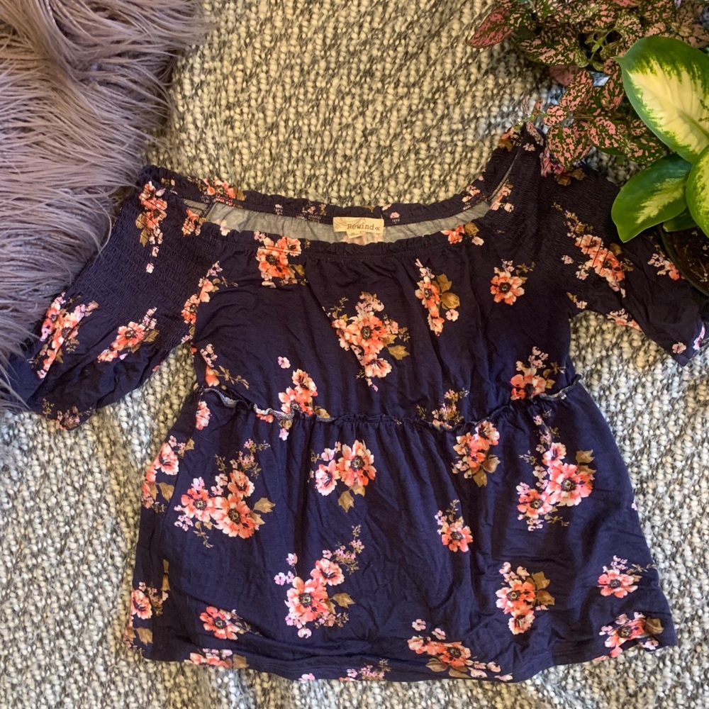 Navy floral top
